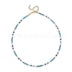 Natural Apatite Faceted Round Beaded Necklaces&nbsp;NJEW-JN06430-02