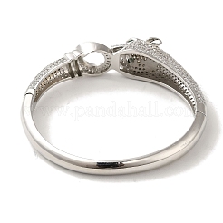 Brass Pave Clear & Green Cubic Zirconia Leopard Hinged Bangle for Women&nbsp;BJEW-K246-21A-P