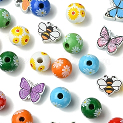 Printed Wood Beads&nbsp;WOOD-FS0001-29