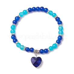 Baking Paint Imitation Jade Glass Round Beaded Charm Bracelets&nbsp;BJEW-JB11737-01