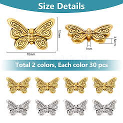 60Pcs 2 Colors Tibetan Style Alloy Beads&nbsp;FIND-DC0006-81