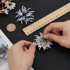 2Pcs Flower Glass Rhinestone Brooches&nbsp;JEWB-FG0001-50
