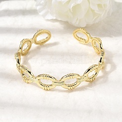 Brass Oval Link Cuff Bangles for Women&nbsp;BJEW-K274-15G