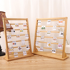 6-Tier Bamboo Earring Display Card Organizer Holder&nbsp;EDIS-WH0021-27