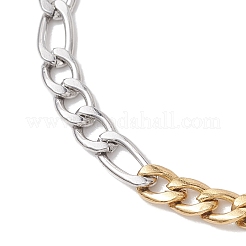 2Pcs 304 Stainless Steel Two Tone Figaro Chain Bracelets&nbsp;BJEW-JB13017