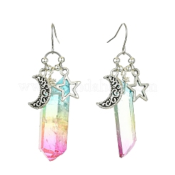 Dyed Natural Quartz Crystal Bullet Dangle Earrings&nbsp;EJEW-JE05521