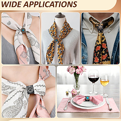 8Pcs 8 Styles Retro Silk Scarf Cowhide Buckle with Alloy & Synthetic Turquoise&nbsp;FIND-NB0007-65