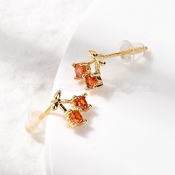 Cherry Brass Micro Pave Cubic Zirconia Stud Earrings&nbsp;EJEW-P331-08G