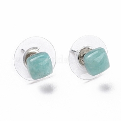 Natural Amazonite Ear Studs&nbsp;EJEW-K091-01P-05