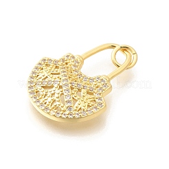 Brass Micro Pave Clear Cubic Zirconia Pendants&nbsp;KK-L225-043G