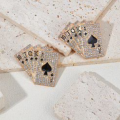 2Pcs Poker Card Enamel Pins&nbsp;JEWB-FH0003-18G