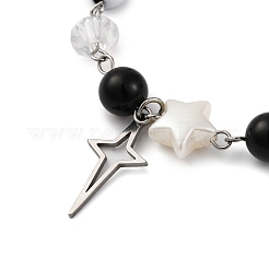 Synthetic Black Stone Round Beaded Bracelets&nbsp;BJEW-JB11206