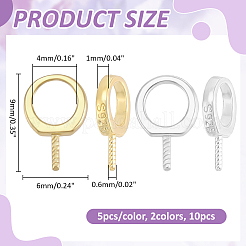 10Pcs 2 Colors 925 Sterling Silver Screw Eye Peg Bails&nbsp;STER-ME0001-54