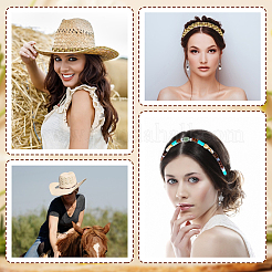 3Pcs 3 Styles Wood Beads & Polyester Vintage Cowboy Hat Decorative Strap&nbsp;DIY-GF0012-34