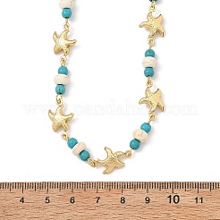 Ocean Dyed Synthetic Turquoise Beads & 304 Stainless Steel Link Chain Necklaces&nbsp;GG-NJEW-JN06337-03