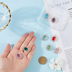 8Pcs 8 Colors Brass Pave Cubic Zirconia Pendants&nbsp;KK-AR0001-92