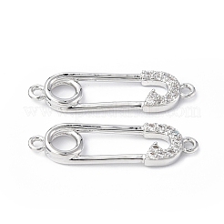Eco-Friendly Rack Plating Brass Micro Pave Clear Cubic Zirconia Connector Charms&nbsp;KK-F845-04P