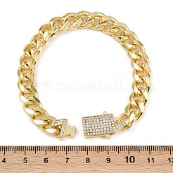Brass Micro Pave Clear Cubic Zirconia Cuban Chain Bracelets for Women&nbsp;BJEW-F504-09G