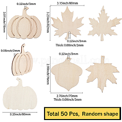 50Pcs Unfinished Wooden Maple Leaf Cutouts Sets&nbsp;DIY-SP0006-74