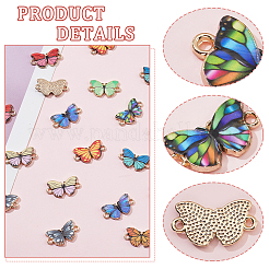 50Pcs 10 Colors Alloy Enamel Connector Charms&nbsp;ENAM-NB0002-01