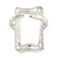Non-Tarnish 304 Stainless Steel Hollow Rectangle Cuff Ring for Women&nbsp;RJEW-A043-15P