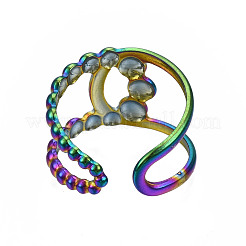 Hollow Double Line Cuff Rings&nbsp;RJEW-N038-016