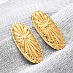 Oval 304 Stainless Steel Stud Earrings&nbsp;EJEW-Z109-01G