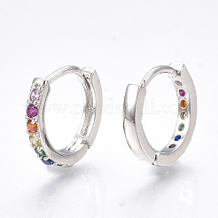 Brass Micro Pave Cubic Zirconia Huggie Hoop Earrings&nbsp;EJEW-S201-40P