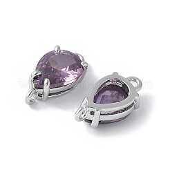 Brass Pave Cubic Zirconia Connector Charms&nbsp;KK-F892-53P-01