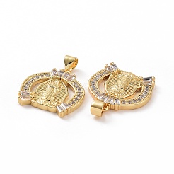 Brass Micro Pave Clear Cubic Zirconia Pendants&nbsp;ZIRC-F135-23G