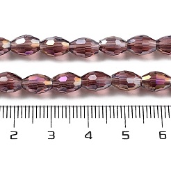Transparent Electroplate Glass Beads Strands&nbsp;EGLA-A037-T6x8mm-B13