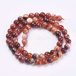 Natural Striped Agate/Banded Agate Beads Strands&nbsp;G-P364-24-6mm