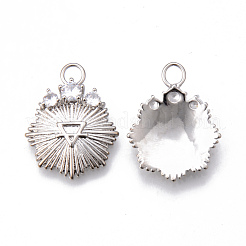 Brass Micro Pave Clear Cubic Zirconia Pendants&nbsp;KK-N232-152-NF