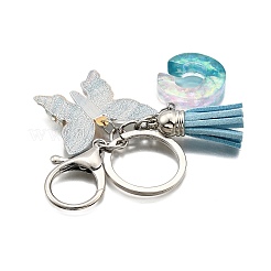 26Pcs Transparent Epoxy Resin & Transparent Acrylic & Faux Suede Tassel Keychain&nbsp;KEYC-JKC01202-03