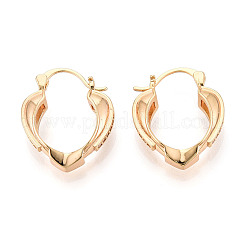 Brass Micro Pave Cubic Zirconia Heart Hoop Earrings&nbsp;EJEW-T048-36G