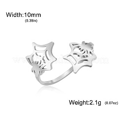 Halloween 304 Stainless Steel Spider Web Cuff Open Rings&nbsp;WGB2691-01