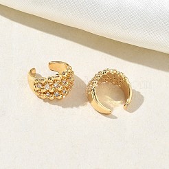 C-Shaped with Round Brass Micro Pave Clear Cubic Zirconia Cuff Earrings&nbsp;EJEW-L316-01G-02