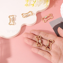 5 Pcs Brass Micro Pave Clear Cubic Zirconia Screw Carabiner Lock Charms&nbsp;KK-TA0003-17