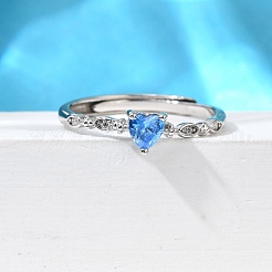 Rhodium Plated 925 Sterling Silver Cubic Zirconia Adjustable Rings&nbsp;RJEW-D300-05P-03