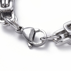 Tarnish Resistant Unisex 201 Stainless Steel Byzantine Chain Bracelets&nbsp;BJEW-L637-34C-P