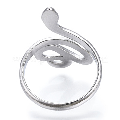 Non-Tarnish 304 Stainless Steel Snake Open Cuff Ring for Women&nbsp;RJEW-N040-01