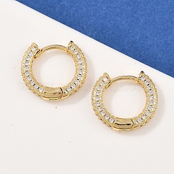 Brass Micro Pave Clear Cubic Zirconia Hoop Earrings&nbsp;EJEW-L275-06G