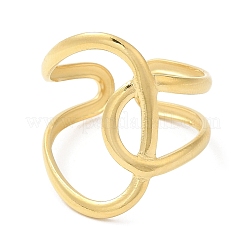 304 Stainless Steel Wire Wrap Open Cuff Ring for Women&nbsp;RJEW-I098-02G