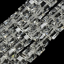 Faceted Cube Shaped Crystal Glass Beads Strands&nbsp;GLAA-F008-F01