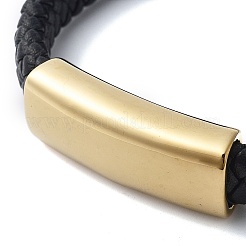 Men's Braided Black PU Leather Cord Bracelets&nbsp;BJEW-K243-53G