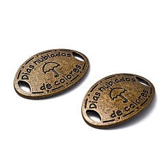 Tibetan Style Alloy Oval with Word Días nublados de colores & Umbrella Links&nbsp;TIBE-Q045-11AB-NR
