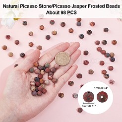 Natural Polychrome Jasper/Picasso Stone/Picasso Jasper Frosted Beads Strands&nbsp;G-AR0003-16