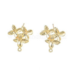 Brass Flower Stud Earring Findings&nbsp;KK-N231-304
