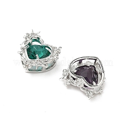 Brass & Glass Micro Pave Cubic Zirconia Pendants&nbsp;KK-S532-04P