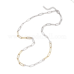 4MM Two Tone 304 Stainless Steel Paperclip Chain Necklaces&nbsp;NJEW-JN05625
